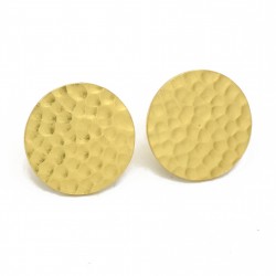 Brass Gold Plated Hammered Metal Stud Earrings- A1E-8995