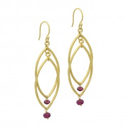 925 Sterling Silver Gold Plated Amethyst, Smoky Gemstone Dangle Earrings- A1E-912