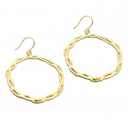 Brass Gold Plated Metal Dangle Earrings- A1E-918