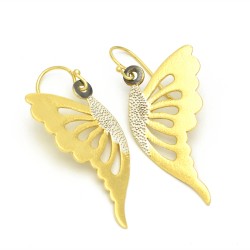 925 Sterling Silver Gold, Silver, Black Rhodium Plated Butterfly Dangle Earrings- A1E-9347