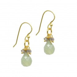 925 Sterling Silver Gold Plated Prehnite, Labradorite Gemstone Dangle Earrings- A1E-9386