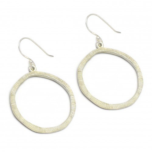925 Sterling Silver Gold, Silver Plated Round Metal Dangle Earrings- A1E-9483