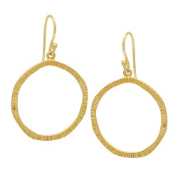 Brass Gold Plated Round Metal Dangle Earrings- A1E-9483