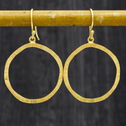Brass Gold Plated Round Metal Dangle Earrings- A1E-9483