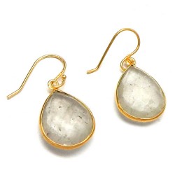 Brass Gold Plated Golden Rutile Gemstone Dangle Earrings- A1E-9550