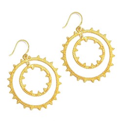 925 Sterling Silver Gold Plated Metal Dangle Earrings- A1E-961