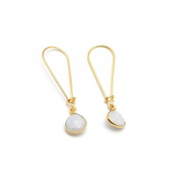 Brass Gold Plated Rainbow Gemstone Dangle Earrings- A1E-9640