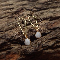 Brass Gold Plated Rainbow Gemstone Dangle Earrings- A1E-9640