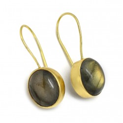 925 Sterling Silver Gold Plated Labradorite Gemstone Dangle Earrings- A1E-9836