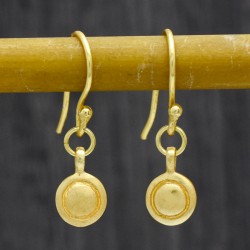Brass Gold Plated Round Shape Dangle Earrings- A1E-9998