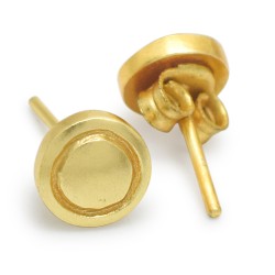 Brass Gold Plated Round Metal Stud Earrings- A1E-9998