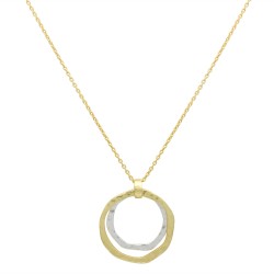 Brass Gold, Silver Plated Hammered Circle Pendant Necklace- A1N-10212