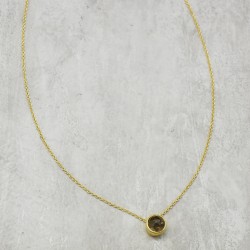 Brass Gold Plated Smoky Gemstone Pendant Necklaces- A1N-107