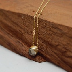 Brass Gold Plated Smoky Gemstone Pendant Necklaces- A1N-107