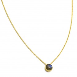 Brass Gold Plated Labradorite Gemstone Pendant Necklaces- A1N-107