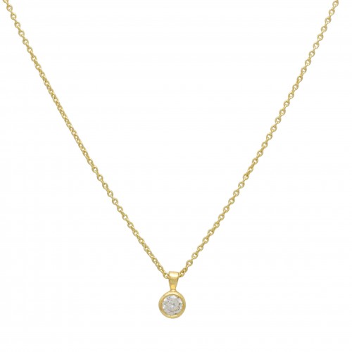 Brass Gold Plated White Zircon Gemstone Pendant Necklaces- A1N-1220