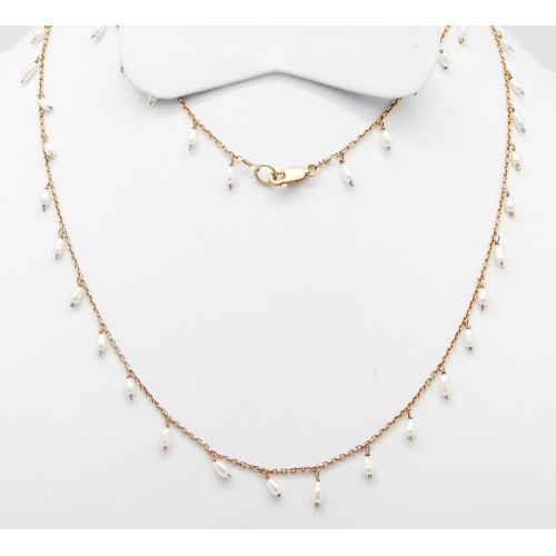 Brass Gold Plated Pearl Gemstone Chain Necklaces- A1N-1249