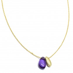 Brass Gold Plated Amethyst Gemstone Necklaces- A1N-1330