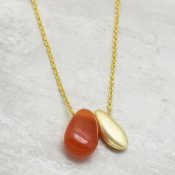 925 Sterling Silver Gold Plated Carnelian Gemstone Necklaces- A1N-1330