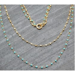 Brass Gold Plated Turquoise Beads Gemstone Necklaces- A1N-134