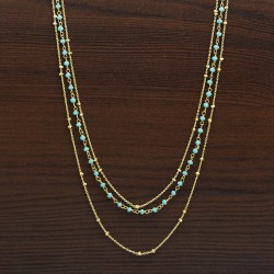 Brass Gold Plated Turquoise Gemstone Chain Necklaces- A1N-135