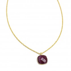 Brass Gold Plated Ruby Gemstone Pendant Necklaces- A1N-1511
