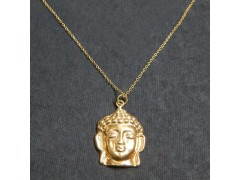925 Sterling Silver Gold Plated Metal Buddha Pendant Necklaces- A1N-1513