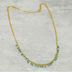 925 Sterling Silver Gold Plated Aqua Chalcedony Gemstone Necklaces- A1N-171