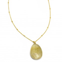 Brass Gold Plated Golden Rutile Gemstone Pendant Necklaces- A1N-1802