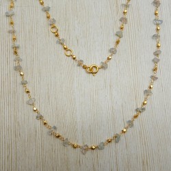 Brass Gold Plated Aquamarine Gemstone Chain Necklaces- A1N-193