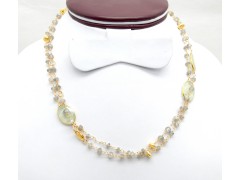 925 Sterling Silver Gold Plated Labradorite, Prehnite Gemstone Necklaces- A1N-1982