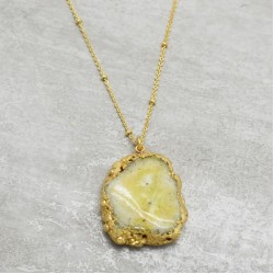 925 Sterling Silver Gold Plated Solar Quartz Gemstone Pendant Necklaces- A1N-214