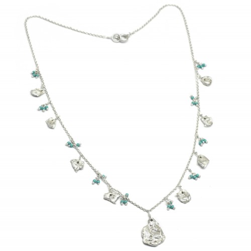 Brass Silver Plated Seed Turquoise Gemstone Necklaces- A1N-238