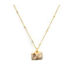 Brass Gold Plated Druzy Gemstone Pendant Necklaces- A1N-267
