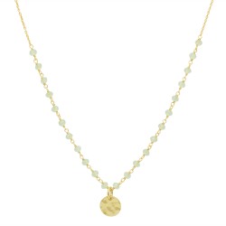 Brass Gold Plated White Chalcedony Gemstone With Charms Necklaces- A1N-290