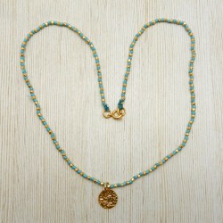 Brass Gold Plated Hand Cut Metal Beads With Charms Necklaces- A1N-293