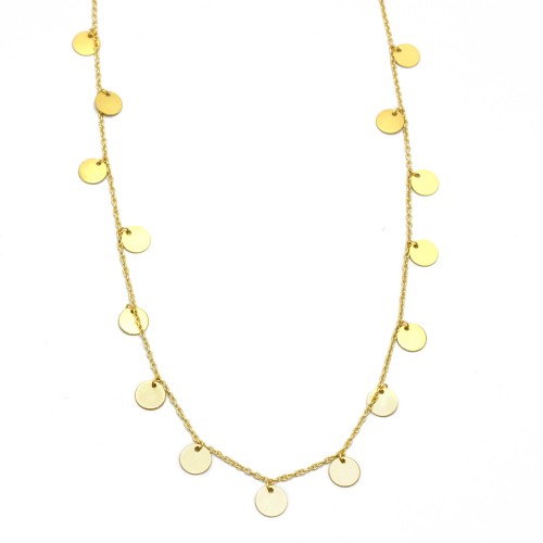 Brass Gold Plated Round Metal Disc Necklaces- A1N-317