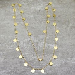 Brass Gold Plated Round Metal Disc Necklaces- A1N-317