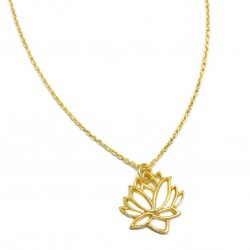 925 Sterling Silver Gold Plated Lotus Pendant Necklaces- A1N-327
