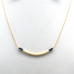 Brass Gold Plated Black Onyx Gemstone Pendant Necklaces- A1N-355