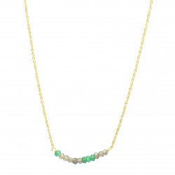 925 Sterling Silver Gold Plated Green Onyx, Labradorite Gemstone Pendant Necklaces- A1N-363