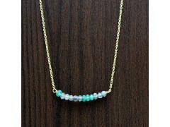 925 Sterling Silver Gold Plated Green Onyx, Labradorite Gemstone Pendant Necklaces- A1N-363