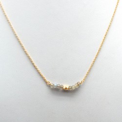 Brass Gold Plated Labradorite, White Chalcedony Gemstone Necklaces- A1N-363