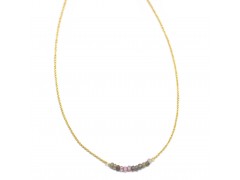 925 Sterling Silver Gold Plated Labradorite, Pink Tourmaline Gemstone Necklaces- A1N-363