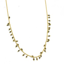 Brass Gold Plated Pyrite Gemstone Chain Necklaces- A1N-369