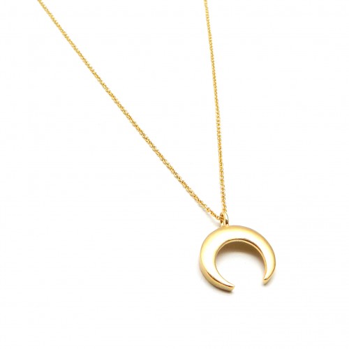 Brass Gold Plated Half Moon Pendant Necklaces- A1N-4029