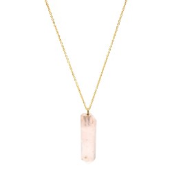 Brass Gold Plated Rose Quartz Gemstone Necklaces- A1N-4139