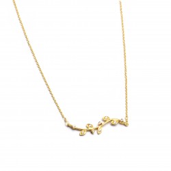 Brass Gold Plated White CZ Gemstone Pendant Necklaces- A1N-4207