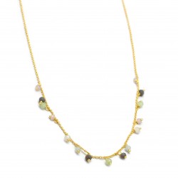 Brass Gold Plated Multi Color Gemstone Necklaces- A1N-4537