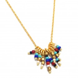 Brass Gold Plated Multi-Color Gemstone Pendant Necklaces- A1N-4548